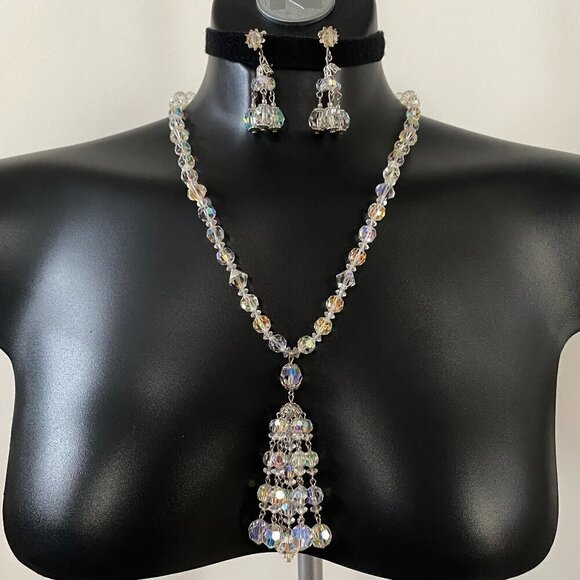 Coro 1950's Aurora Borealis Crystal Necklace & Earrings​​​ - Picture 10 of 11